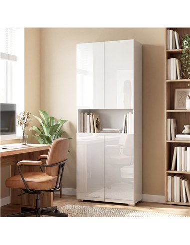 HOMCOM 180 cm Tall Kitchen Cupboard, Pantry Storage Cabinet with Soft Close Doors and Adjustable Shelves, High Gloss White