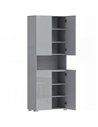 HOMCOM 180 cm Tall Kitchen Cupboard, Pantry Storage Cabinet with Soft Close Doors and Adjustable Shelves, High Gloss Grey