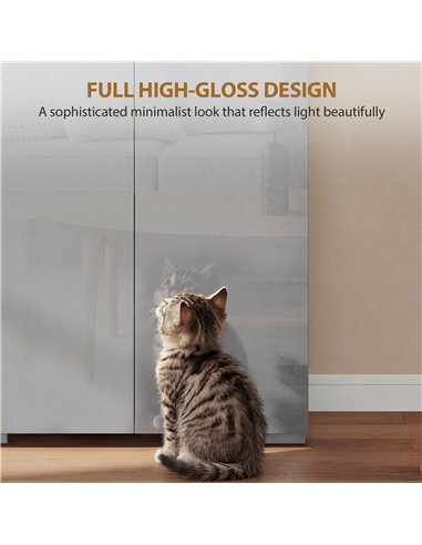 HOMCOM 180 cm Tall Kitchen Cupboard, Pantry Storage Cabinet with Soft Close Doors and Adjustable Shelves, High Gloss Grey