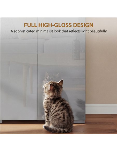 HOMCOM 180 cm Tall Kitchen Cupboard, Pantry Storage Cabinet with Soft Close Doors and Adjustable Shelves, High Gloss Grey - pic 183761 | FastDaddyshop