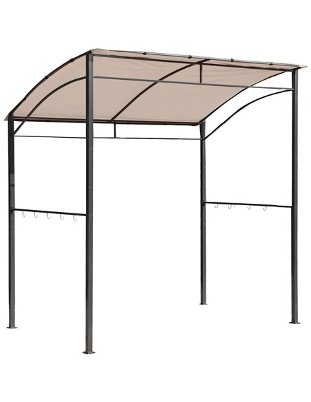 Outsunny Garden Outdoor Patio Metal Wall BBQ Grill Flame Retardant Gazebo - Beige - pic 18377 | FastDaddyshop