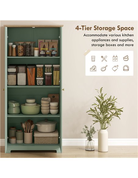 HOMCOM Kitchen Cupboard, 172cm Freestanding Storage Cabinet with Doors and Shelves, Light Green - pic 183770 | FastDaddyshop