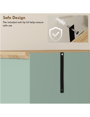 HOMCOM Kitchen Cupboard, 172cm Freestanding Storage Cabinet with Doors and Shelves, Light Green