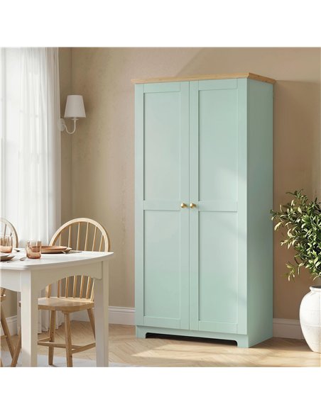 HOMCOM Kitchen Cupboard, 172cm Freestanding Storage Cabinet with Doors and Shelves, Light Green - pic 183774 | FastDaddyshop