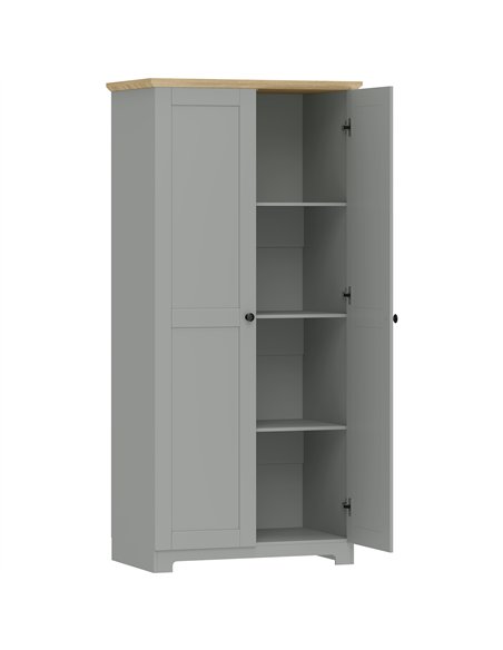 HOMCOM Kitchen Cupboard, 172cm Freestanding Storage Cabinet with Doors and Shelves, Grey - pic 183776 | FastDaddyshop