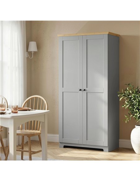 HOMCOM Kitchen Cupboard, 172cm Freestanding Storage Cabinet with Doors and Shelves, Grey - pic 183783 | FastDaddyshop