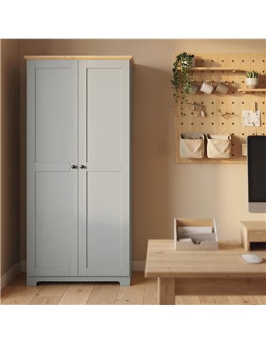 HOMCOM Kitchen Cupboard, 172cm Freestanding Storage Cabinet with Doors and Shelves, Grey