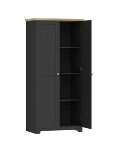 HOMCOM Kitchen Cupboard, 172cm Freestanding Storage Cabinet with Doors and Shelves, Black