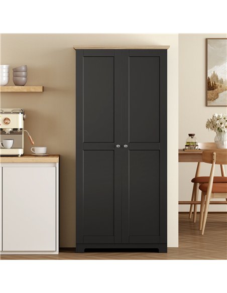 HOMCOM Kitchen Cupboard, 172cm Freestanding Storage Cabinet with Doors and Shelves, Black - pic 183792 | FastDaddyshop