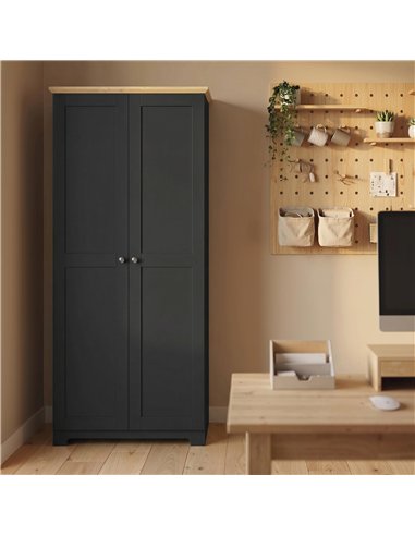 HOMCOM Kitchen Cupboard, 172cm Freestanding Storage Cabinet with Doors and Shelves, Black