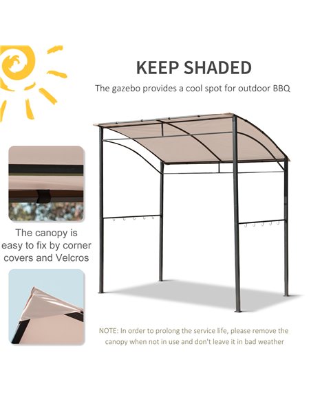 Outsunny Garden Outdoor Patio Metal Wall BBQ Grill Flame Retardant Gazebo - Beige - pic 18380 | FastDaddyshop