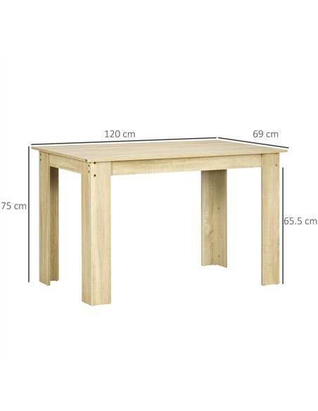 HOMCOM Dining Table for 4-6 People, Kitchen Table with Wood Effect for Dining Room, Oak - pic 183814 | FastDaddyshop