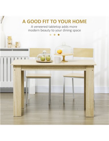 HOMCOM Dining Table for 4-6 People, Kitchen Table with Wood Effect for Dining Room, Oak
