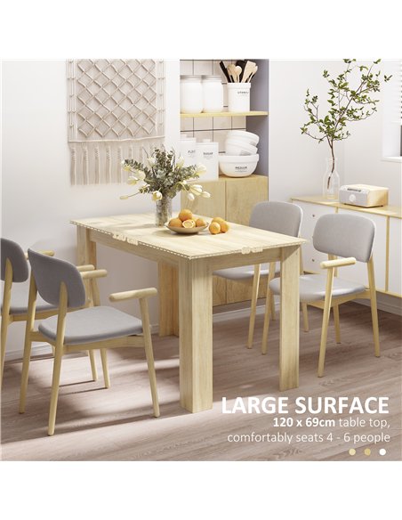 HOMCOM Dining Table for 4-6 People, Kitchen Table with Wood Effect for Dining Room, Oak - pic 183816 | FastDaddyshop