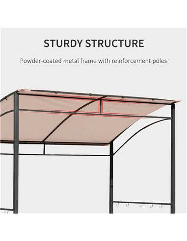 Outsunny Garden Outdoor Patio Metal Wall BBQ Grill Flame Retardant Gazebo - Beige