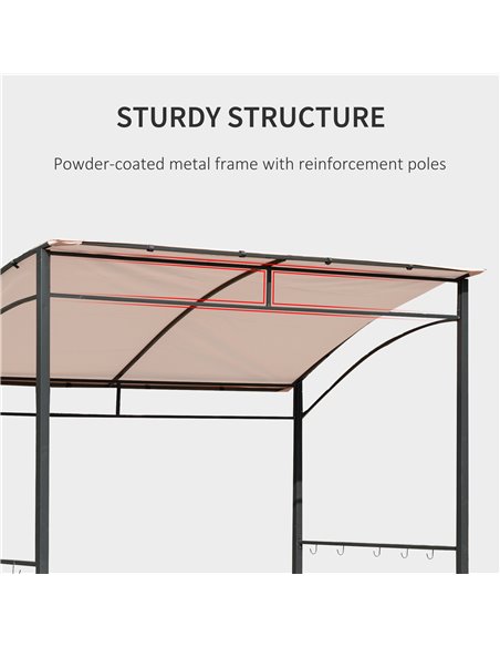 Outsunny Garden Outdoor Patio Metal Wall BBQ Grill Flame Retardant Gazebo - Beige - pic 18382 | FastDaddyshop