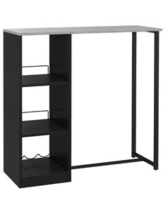 HOMCOM Breakfast Bar Table, Bar Table with 3-Tier Storage Shelf and Wine Rack, 105W x 40D x 105H cm, Black