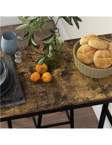 HOMCOM 3 Piece Bar Table Set with 2 Stools, Industrial Bar Table and Stool Set, Dining Table and Chair Set, Rustic Brown