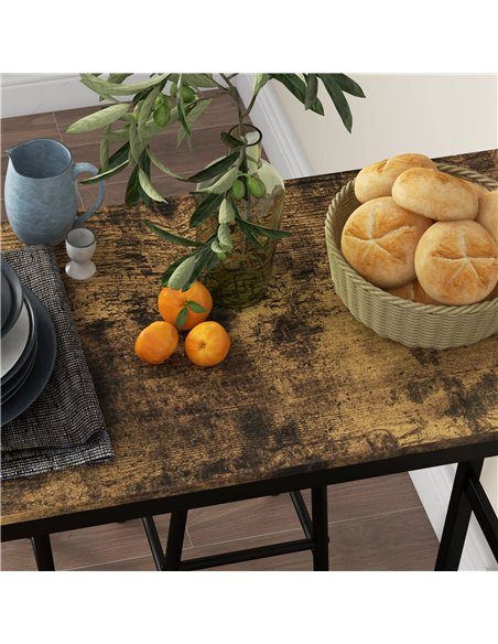 HOMCOM 3 Piece Bar Table Set with 2 Stools, Industrial Bar Table and Stool Set, Dining Table and Chair Set, Rustic Brown - pic 183837 | FastDaddyshop