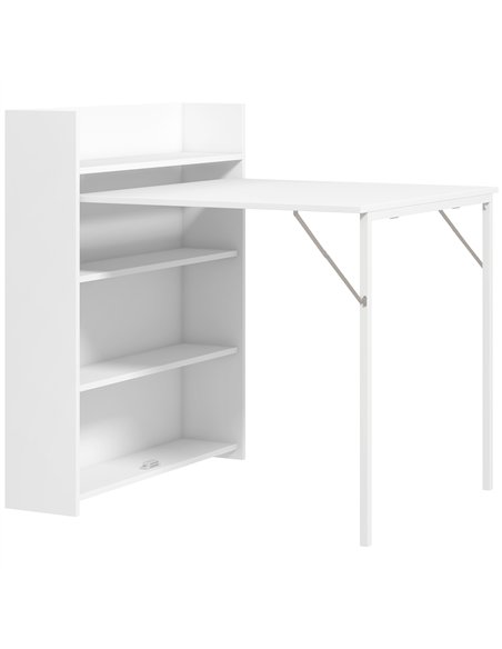HOMCOM Kitchen Table, Folding Dining Table, with 4-Tier Shelves, Modern Drop-Leaf Table, White - pic 183839 | FastDaddyshop