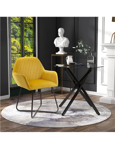 HOMCOM Modern Dining Furniture Set with Round Table and Accent Armchair Black and Yellow