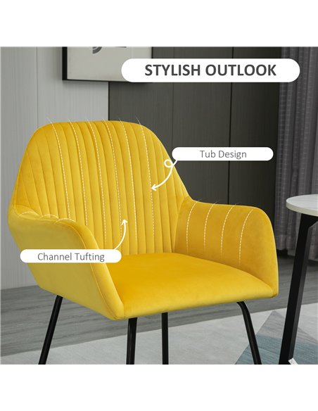 HOMCOM Modern Dining Furniture Set with Round Table and Accent Armchair Black and Yellow - pic 183851 | FastDaddyshop