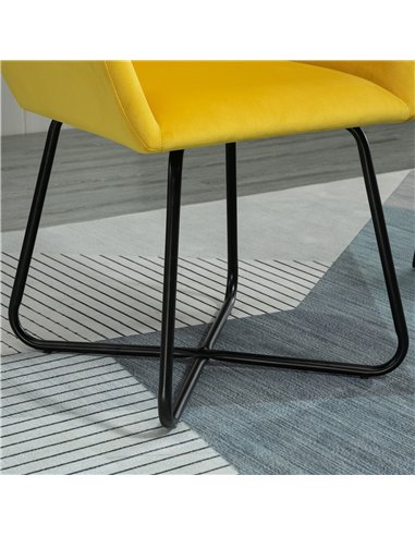 HOMCOM Modern Dining Furniture Set with Round Table and Accent Armchair Black and Yellow