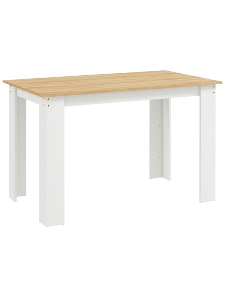 HOMCOM Dining Table for 4-6 People, Kitchen Table with Wood Effect for Dining Room, Oak and White - pic 183857 | FastDaddyshop