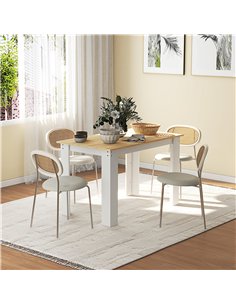 HOMCOM Dining Table for 4-6 People, Kitchen Table with Wood Effect for Dining Room, Oak and White 2