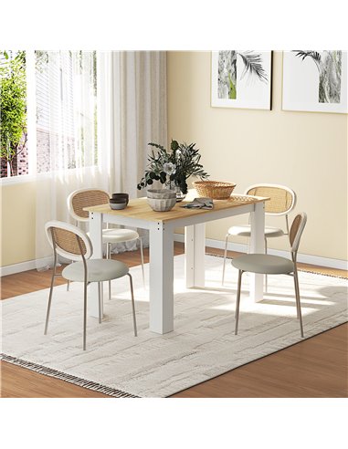HOMCOM Dining Table for 4-6 People, Kitchen Table with Wood Effect for Dining Room, Oak and White