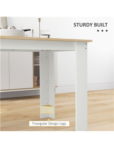 HOMCOM Dining Table for 4-6 People, Kitchen Table with Wood Effect for Dining Room, Oak and White