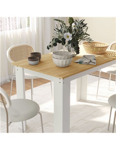 HOMCOM Dining Table for 4-6 People, Kitchen Table with Wood Effect for Dining Room, Oak and White