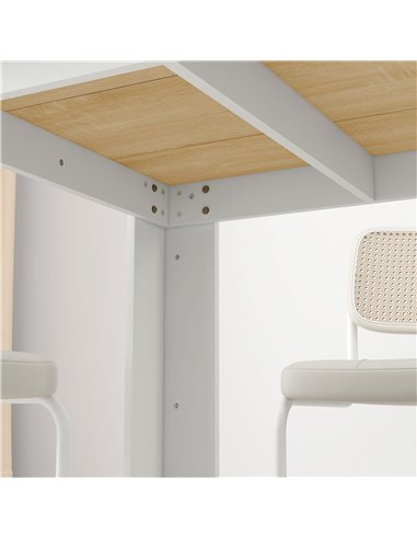 HOMCOM Dining Table for 4-6 People, Kitchen Table with Wood Effect for Dining Room, Oak and White