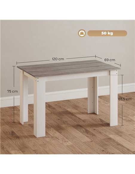 HOMCOM Dining Table for 4-6 People, Kitchen Table with Wood Effect for Dining Room, Grey - pic 183868 | FastDaddyshop