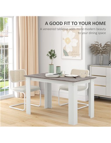 HOMCOM Dining Table for 4-6 People, Kitchen Table with Wood Effect for Dining Room, Grey