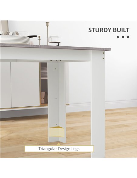 HOMCOM Dining Table for 4-6 People, Kitchen Table with Wood Effect for Dining Room, Grey - pic 183871 | FastDaddyshop