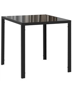 HOMCOM Modern Square Dining Table for 2-4 People, with Glass Top & Metal Legs, Black