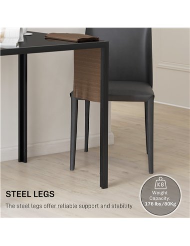 HOMCOM Modern Square Dining Table for 2-4 People, with Glass Top & Metal Legs, Black