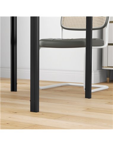 HOMCOM Modern Square Dining Table for 2-4 People, with Glass Top & Metal Legs, Black