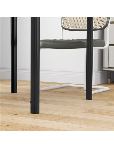 HOMCOM Modern Square Dining Table for 2-4 People, with Glass Top & Metal Legs, Black - pic 183882 | FastDaddyshop