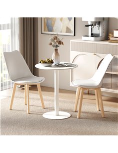 HOMCOM Dining Table, Round Kitchen Table with Steel Base for Living Room, Dining Room, 60 x 60 x 72cm, White 2