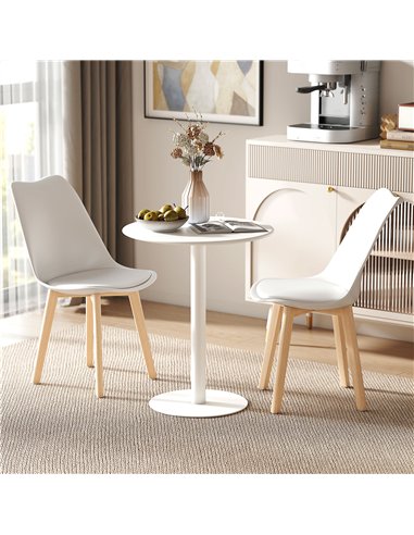 HOMCOM Dining Table, Round Kitchen Table with Steel Base for Living Room, Dining Room, 60 x 60 x 72cm, White