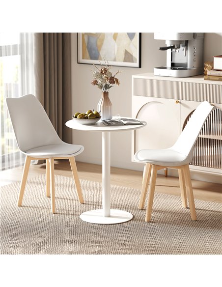 HOMCOM Dining Table, Round Kitchen Table with Steel Base for Living Room, Dining Room, 60 x 60 x 72cm, White - pic 183885 | FastDaddyshop