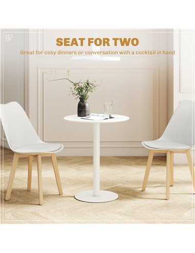 HOMCOM Dining Table, Round Kitchen Table with Steel Base for Living Room, Dining Room, 60 x 60 x 72cm, White
