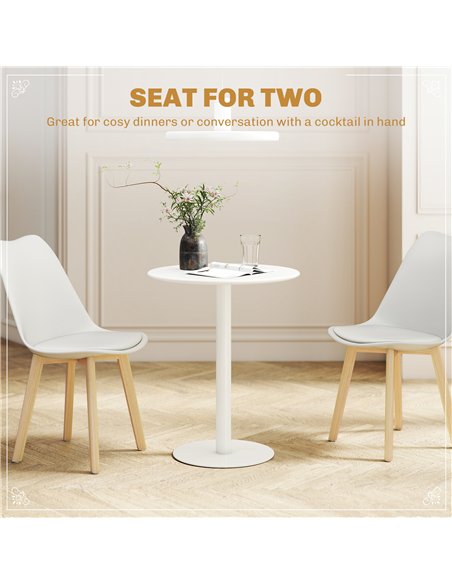 HOMCOM Dining Table, Round Kitchen Table with Steel Base for Living Room, Dining Room, 60 x 60 x 72cm, White - pic 183887 | FastDaddyshop