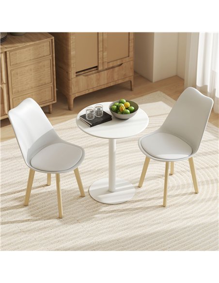 HOMCOM Dining Table, Round Kitchen Table with Steel Base for Living Room, Dining Room, 60 x 60 x 72cm, White - pic 183889 | FastDaddyshop