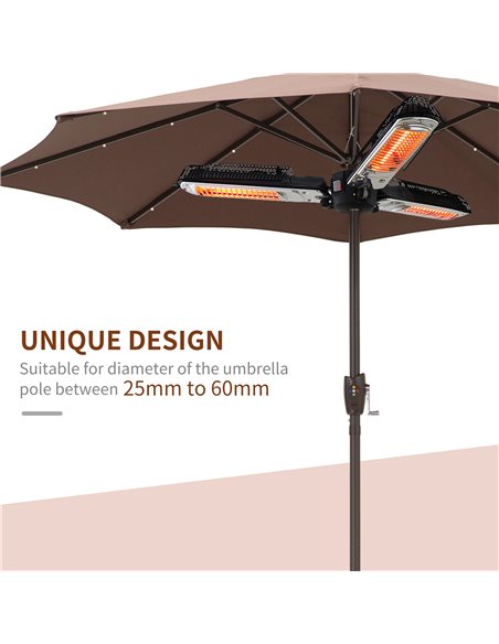Outsunny Electric Umbrella Parasol Mounted Infrared Heater 2000W Patio Gazebo Outdoor Use - pic 18389 | FastDaddyshop