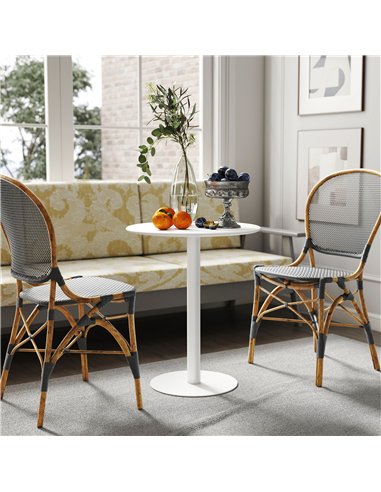HOMCOM Dining Table, Round Kitchen Table with Steel Base for Living Room, Dining Room, 60 x 60 x 72cm, White