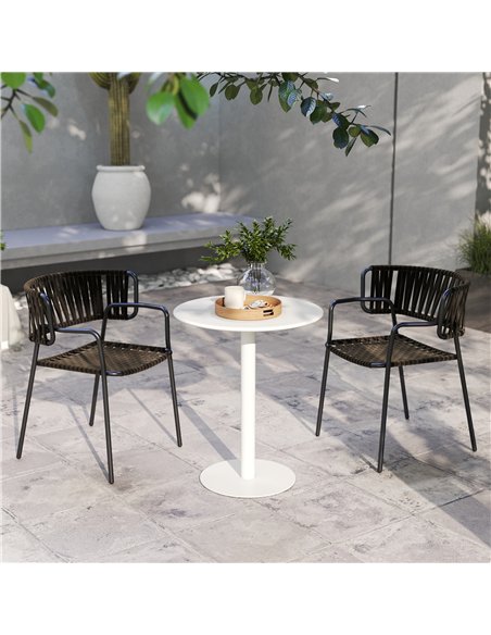 HOMCOM Dining Table, Round Kitchen Table with Steel Base for Living Room, Dining Room, 60 x 60 x 72cm, White - pic 183891 | FastDaddyshop