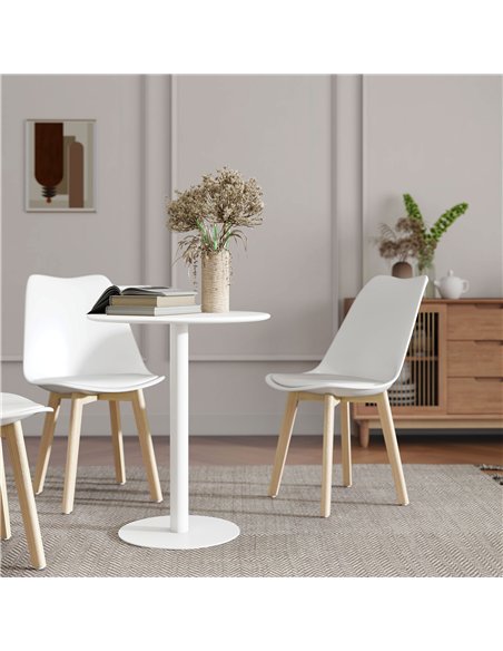 HOMCOM Dining Table, Round Kitchen Table with Steel Base for Living Room, Dining Room, 60 x 60 x 72cm, White - pic 183892 | FastDaddyshop